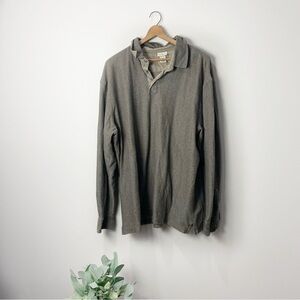 [L.L. Bean] Men's Brown Printed Pullover Collared Long Sleeve Shirt